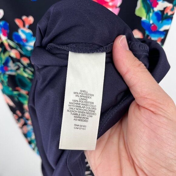 Eliza J Womens Floral Print Shift Dress Size 6 Navy Lined Stretch Half Sleeve - Picture 10 of 16